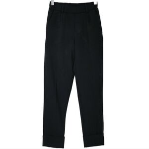 BERSHKA Black elastic high waist cuffed cropped pants